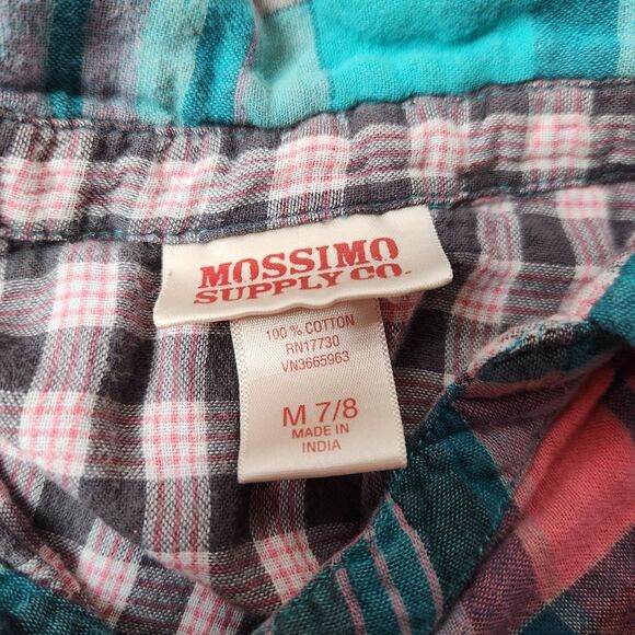 Mossimo Girls Pink Teal Plaid Long Sleeve Shirt Dress, Medium 7/8, Flannel - Picture 5 of 5